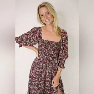 Lucy Paris Floral Maxi Dress Tie Back midi Dress size M